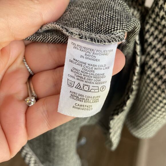 Loft Houndstooth Ruffle Posh Trim Mini Dress Black and White Size 10 - Picture 5 of 11